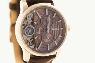 Fossil Mens Brown Leather Chronograph Watch ME1098 NEW  