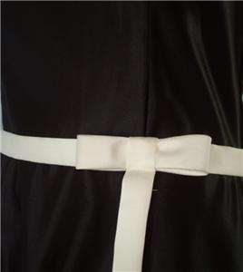   MCCLINTOCK Black Satin Dress Ivory Satin Bow Sz 10P 10 Petites NEW
