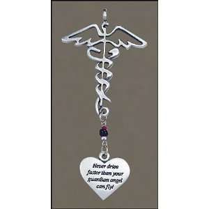   Never Drive Faster Than Your Guardian Angel Pewter for Car Purse Love