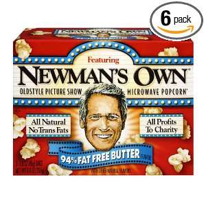 Newmans Own Microwave Popcorn 94% Fat Fr, 9 Ounce (Pack of 6)  