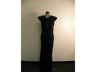ZAC POSEN Black Draped Silk Floor Length Gown 4/6  