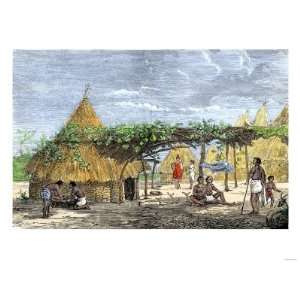  Fantee Huts, Ashanti Colony in Africa, 1800s Premium 