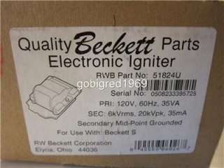   Beckett Electronic Igniter RWB 51824U 120V 60Hz 35VA Series S Burner