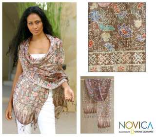 EUPHORIA~Handwoven Silk Batik Shawl~~Bali Art NOVICA  