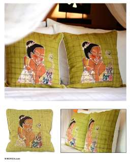 CAT LADY~Handmade Asian Batik Pillow Covers NOVICA  