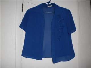 Studio I Petite Two Piece Blue Outfit Dress/Jacket 12P  