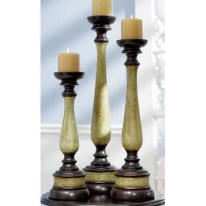  Set of 3 Distressed Earth Tone Tapered Candlestands