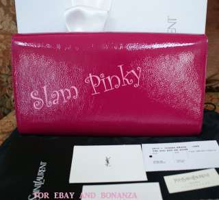 YSL Yves Saint Laurent Belle De Jour Patent Leather HOT Pink Clutch 