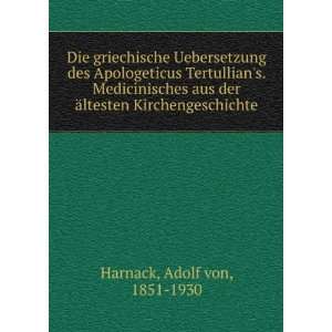   der Ã¤ltesten Kirchengeschichte Adolf von, 1851 1930 Harnack Books