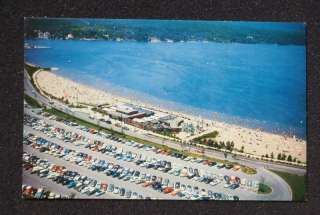 1950s Aerial Million Dollar Beach Cars Lake George NY  