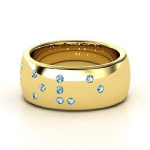 Feel the Love Ring, 14K Yellow Gold Ring with Blue Topaz 