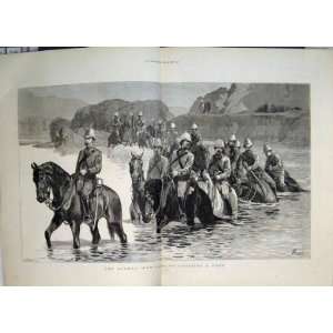  1879 Afghan War Cavalry Horses Crossing River Fine Art 