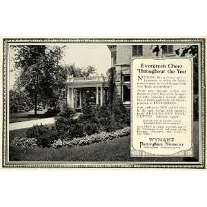 1922 Ad Wymans Framingham Nurseries Evergreen Garden Products Yard 