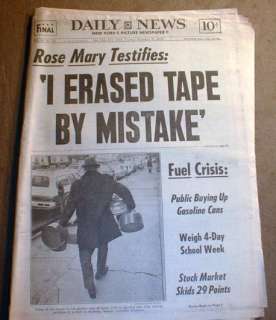 1973 newspaper NIXON TAPES ERASED +THE BOSTON STRANGLER  