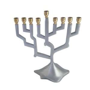  Hanukkah Menorah. Brass Brushed with Pewter Finish. Size 7 X 7 