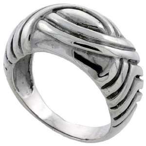 Sterling Silver Streaked Dome Ring (Available in Sizes 6 to 13) size 