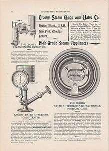 1896 Crosby Steam Gage & Valve Company Boston MA Ad  