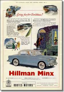 1956 Rootes Hillman Minx for Christmas Travel Car Ad  