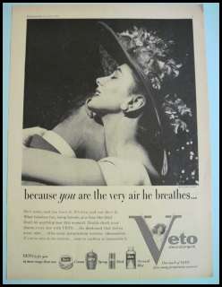 Vintage 1957 Veto Deodorant Glamour Girl in Sally Victor Hat Fashion 