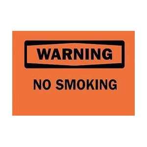 Warning No Smoking Sign,7 X 10in,bk/orn   BRADY  