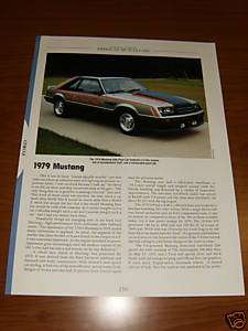 1979 MUSTANG OFFICIAL PACE CAR SPECS INFO PHOTO 79 FORD INDY 500 