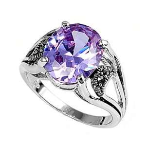  Sterling Silver Marcasite Rings with Lavender CZ   Sizes 