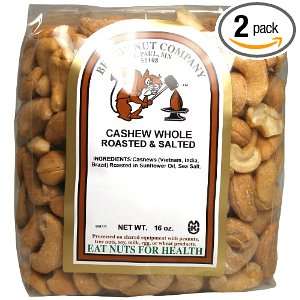 Bergin Nut Company Cashew Whole, Roasted Salted, 16 Ounce Bags (Pack 