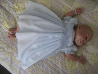 HANDSMOCKED SQUARE YOKE GOWN SET FOR YOUR NEWBORN BABY GIRL OR REBORN 