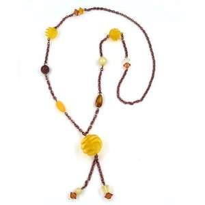  NECKLACE, YELLOW, SPIRAL PEARL, 90CM, NEW DE NO Jewelry