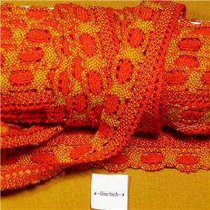 Orange & Yellow Cotton Crocheted Fabric Trim 1 & 1/8 W  