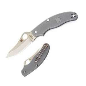   Gray FRN Handle Drop Point Plain Edge With Wire Clip 6.94 Inch Overall