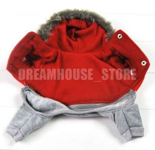 PU leather Hoodie Jacket Coat Jumpsuit puppy Dog pet clothes 5 Size 