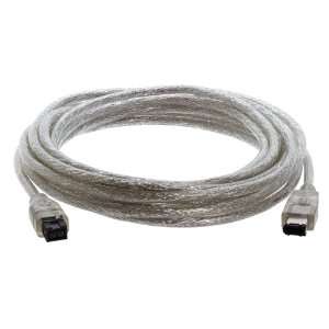  IEEE 1394, 9P / 6P, Firewire Cable, Clear, 15 ft 