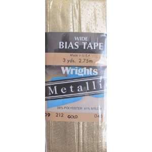  Wrights Metallic WIDE Bias Tape Gold Color   3 Yards Long 