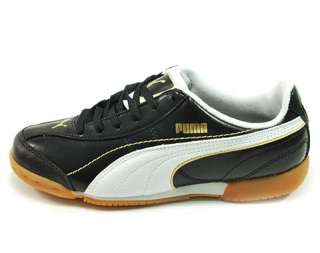 PUMA CLEATS ESITO INDOOR SOCCER SHOES BLACK WHITE GOLD MEN  