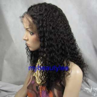 indian remy human hair full lace wigs 1b# water wave  
