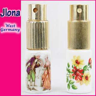 JLONA White Glass PERFUME Bottles VICTORIAN~Flowers  