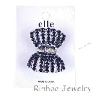 Bowknot Rhinestone Crystal Oversize Stretch Vtg Ring 1p  