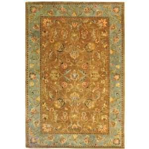 Bergama Collection Gold and Blue Floral Hand Tufted Wool Area Rug 2.30 