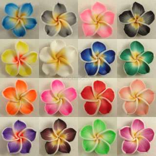 50 PCS Pick Color Polymer Clay Fimo Plumeria Flower Beads 30mm  
