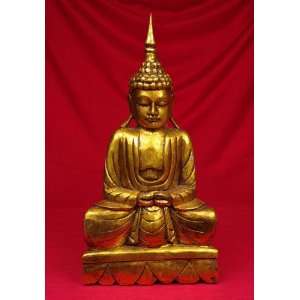  Miami Mumbai Golden Thai Buddha Wood StatueWC002