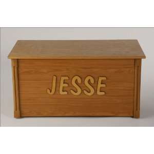  Personalized Oak Wood Toy Box with Raised Letters   Brush Dom Font 