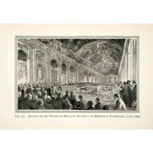 1921 Print Signing Treaty Peace Versailles Hall Mirrors 