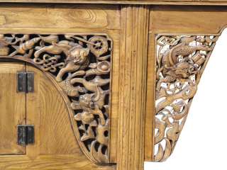 Chinese Antique Dragon Foo Dog Carving Altar Table Buffet Cabinet 