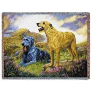  Irish Wolfhounds on Hillside Tapestry Throw