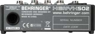Behringer XENYX502 5 Channel Mixer 689076752770  