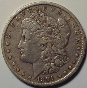 2317 USA 1891 CC Morgan Silver Dollar, nice Very Fine  
