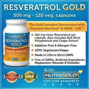  Resveratrol GOLD, 500mg, 120 Vegetarian Capsules   trans Resveratrol 