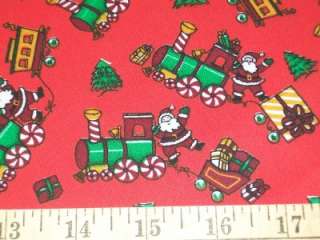 X45 Santa Choo Choo Train Red Holiday Christmas Fabric yard  