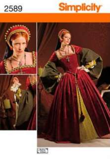New Simplicity Sewing Pattern 2589 Womens Renaissance Dress Gown 